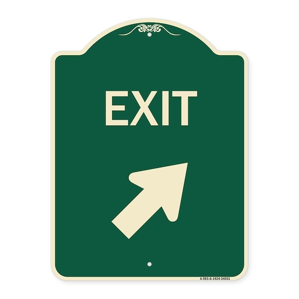 Exit Exit with Right Arrow Heavy-Gauge Aluminum Architectural Sign, 24" H, 18" L, G-1824-24031